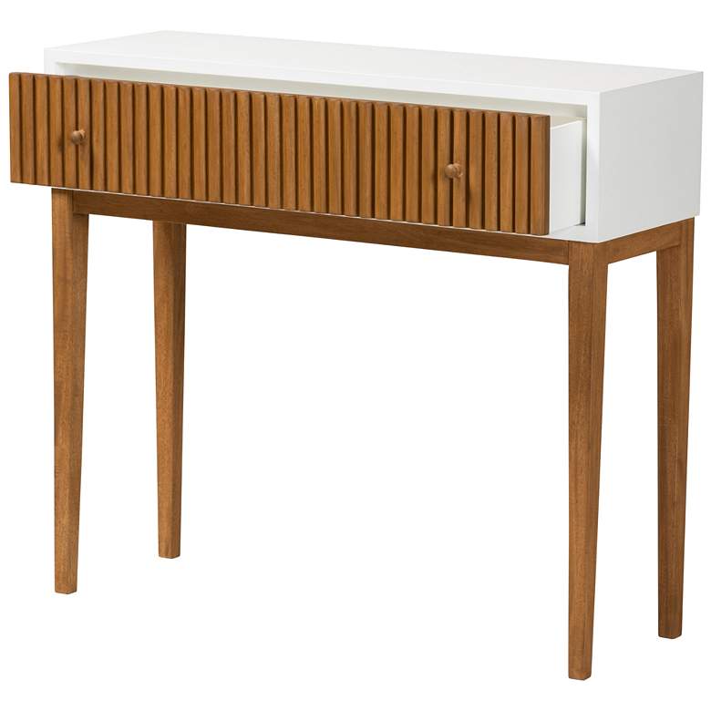 Image 6 Odile 35 1/2 inchW Natural Brown White 1-Drawer Console Table more views