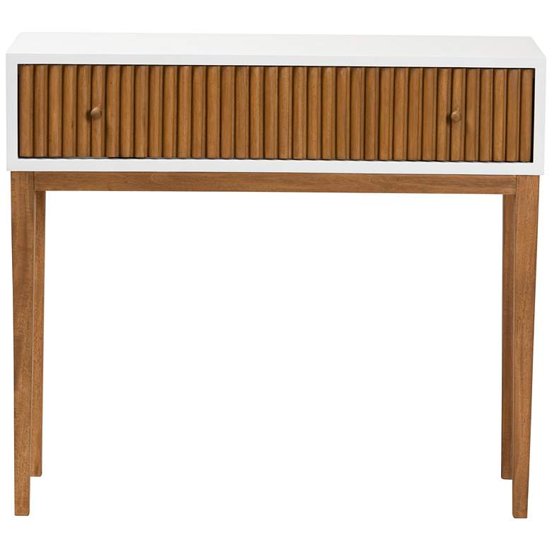 Image 7 Odile 35 1/2 inchW Natural Brown White 1-Drawer Console Table more views