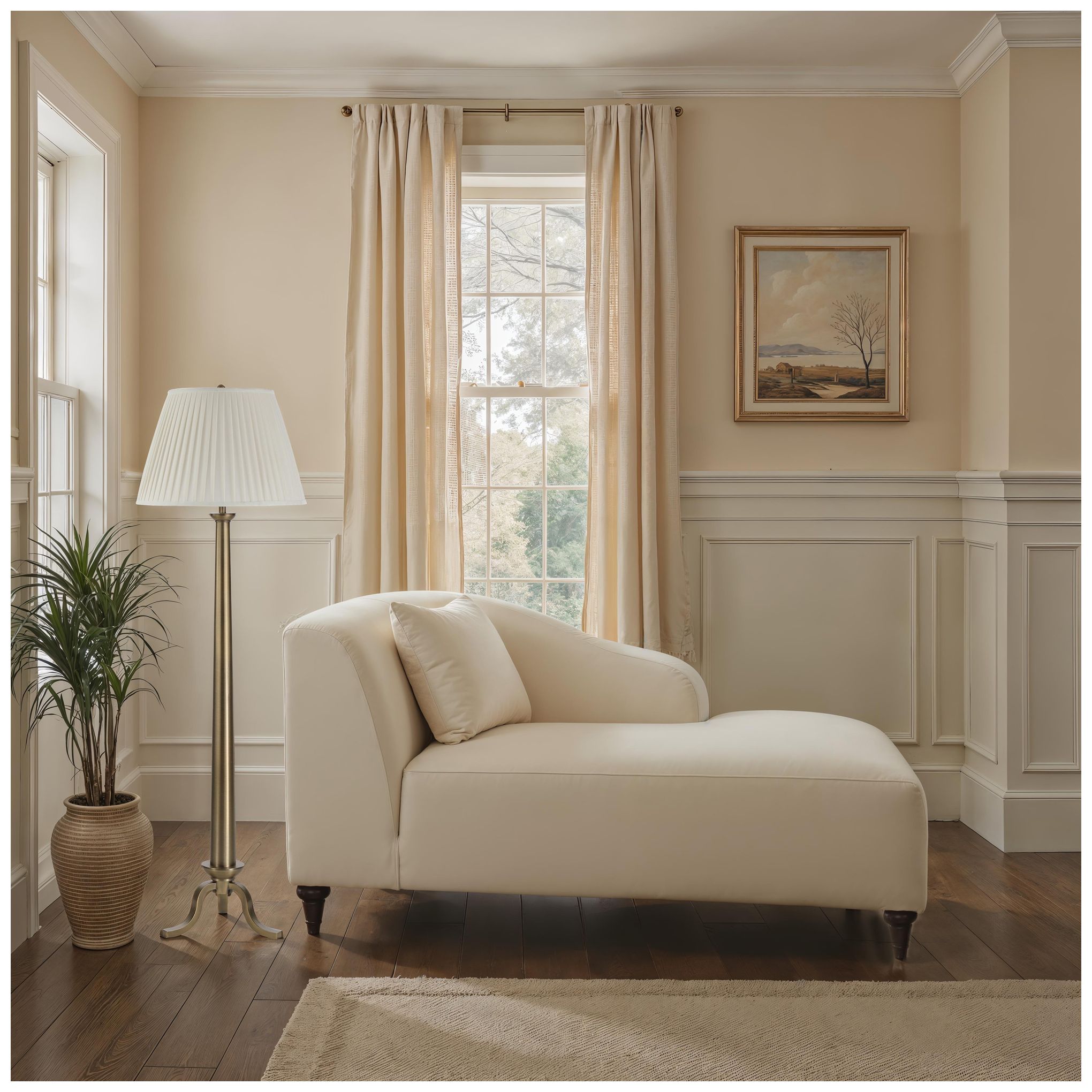 Image 2 Odlam 60.75" Tall Walnut Floor Lamp with Tapered Linen Shade more views
