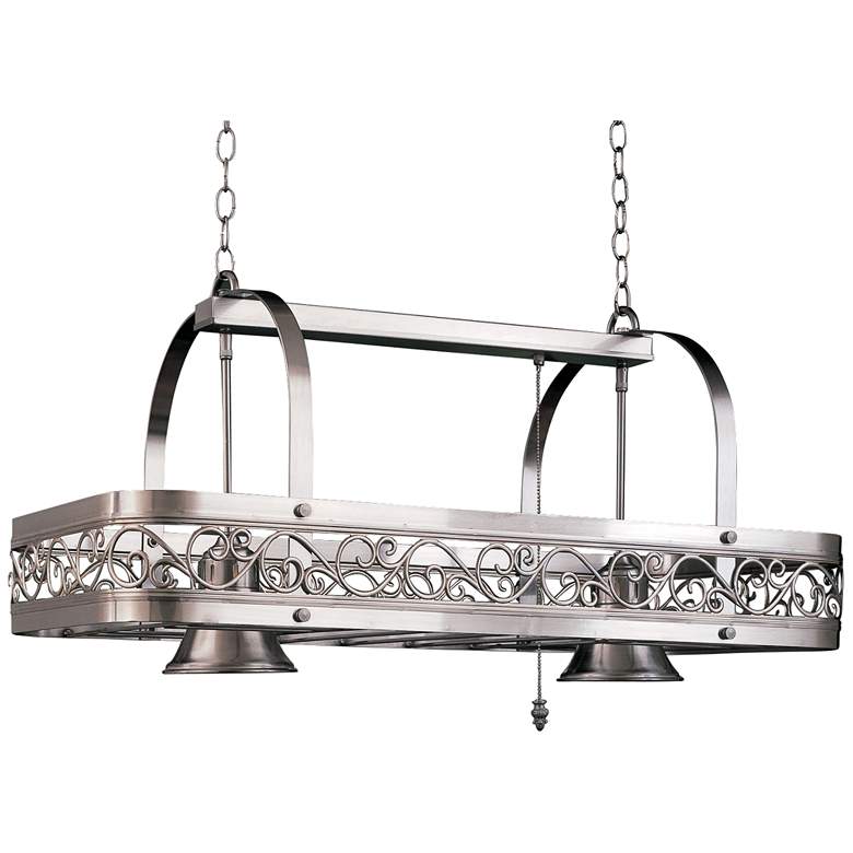 Image 1 Odysee 36" Wide 2-Light Satin Steel Pot Rack Chandelier