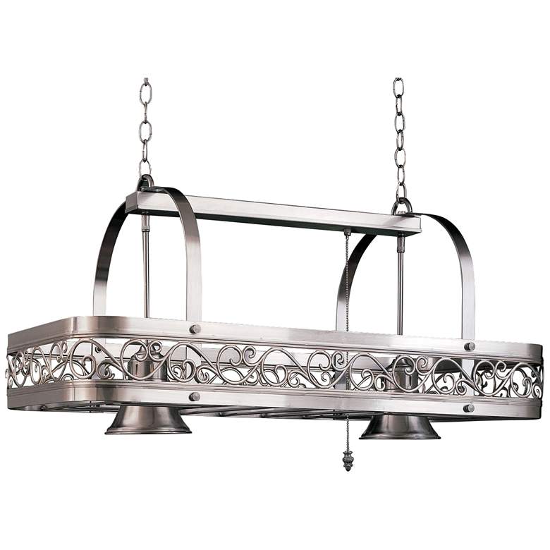 Image 1 Odysee 36 inch Wide 2-Light Satin Steel Pot Rack Chandelier