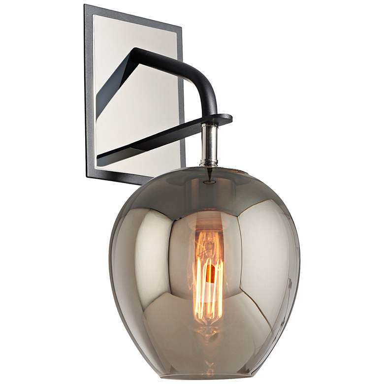 Image 1 Odyssey 15 3/4" High Carbide Black Smoke Glass Wall Sconce