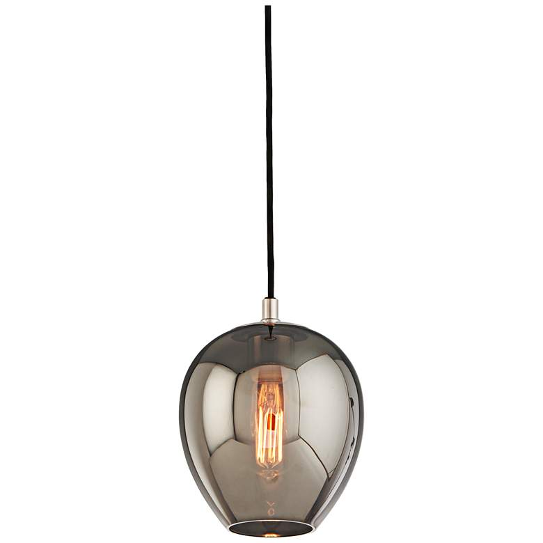 Image 1 Odyssey 7" Wide Black and Smoked Glass Mini Pendant