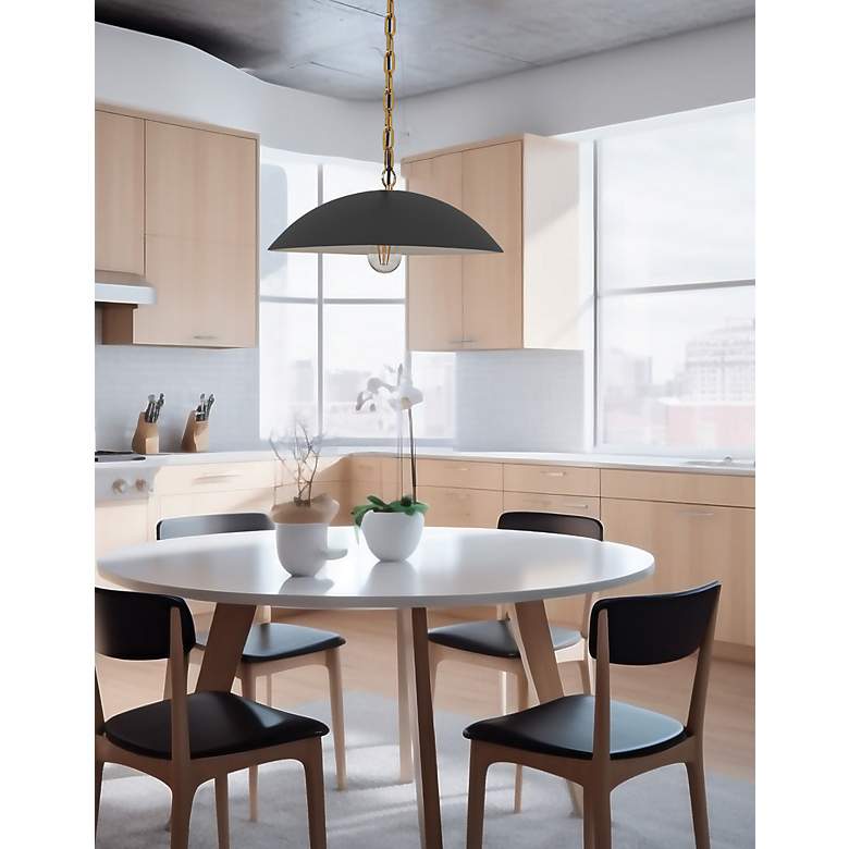 Image 2 Ofelia 15.75" Wide Matte Black Chain and Cord Hung Pendant more views