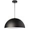 Ofelia 16" Wide Matte Black and White Dome Pendant Light