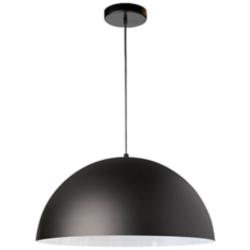 Ofelia 16" Wide Matte Black and White Dome Pendant Light