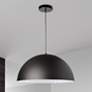 1_Ofelia 16" Wide Matte Black and White Dome Pendant Light