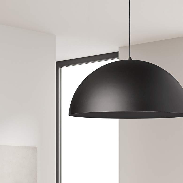 Image 3 Ofelia 16" Wide Matte Black Dome Pendant Light more views