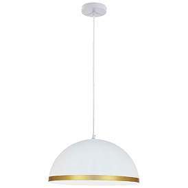 Image1 of Ofelia 16" Wide Small Matte White with Gold Trim Pendant