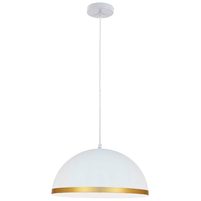 Image 2 Ofelia 16" Wide Small Matte White with Gold Trim Pendant