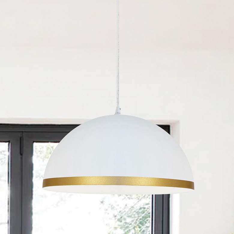 Image 1 Ofelia 16" Wide Small Matte White with Gold Trim Pendant