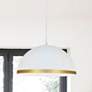 1_Ofelia 16" Wide Small Matte White with Gold Trim Pendant