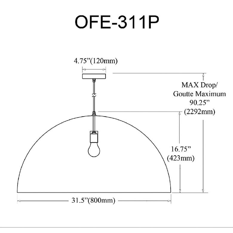 Image 4 Ofelia 31 1/2" Wide Matte White Dome Pendant Light more views