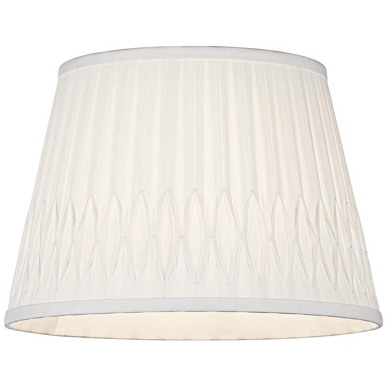 Image 2 Off-White Bottom Smocked Linen Shade 10x14x10 (Spider) more views
