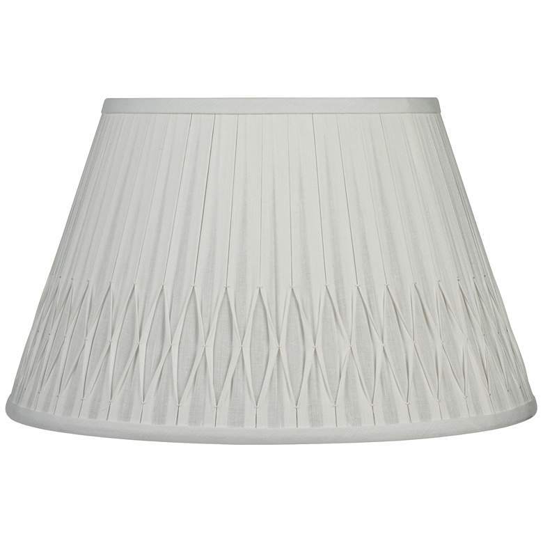 Image 1 Off-White Bottom Smocked Linen Shade 8x12x8 (Spider)