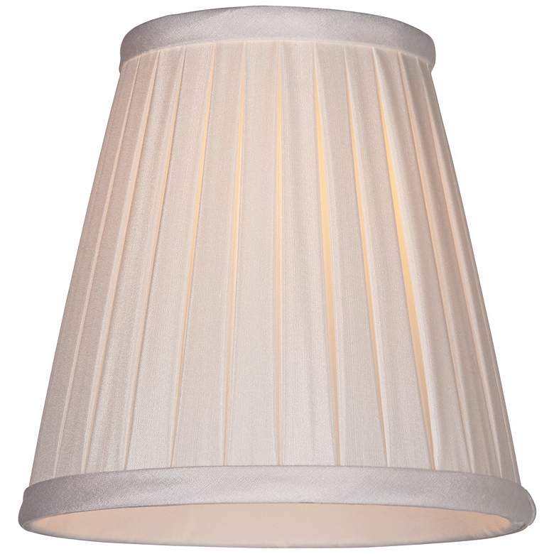 Image 2 Off-White Box Pleat Chandelier Silk Shade 3x5x5 (Clip-On) more views
