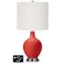 Off-White Drum 2-Light Lamp - 2 Outlets and USB in Cherry Tomato