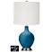 Off-White Drum 2-Light Lamp - 2 Outlets and USB in Mykonos Blue