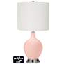 Off-White Drum 2-Light Lamp - 2 Outlets and USB in Rose Pink