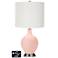 Off-White Drum 2-Light Lamp - 2 Outlets and USB in Rose Pink