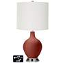 Off-White Drum 2-Light Table Lamp - 2 Outlets and USB in Madeira