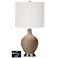 Off-White Drum 2-Light Table Lamp - 2 Outlets and USB in Mocha