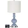 Off-White Drum Apothecary Lamp - 2 Outlets and USB in Blue Sky