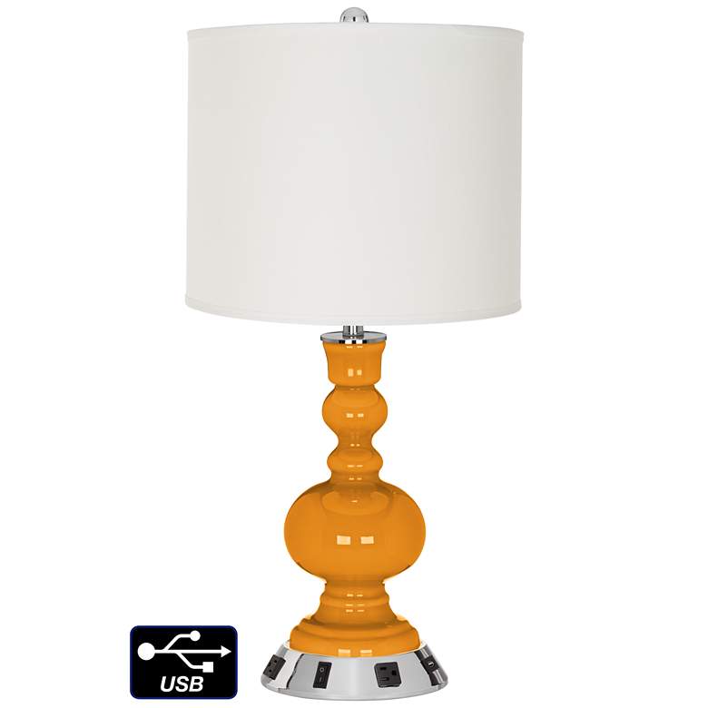 Image 1 Off-White Drum Apothecary Lamp - 2 Outlets and USB in Carnival