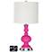 Off-White Drum Apothecary Lamp - 2 Outlets and USB in Fuchsia