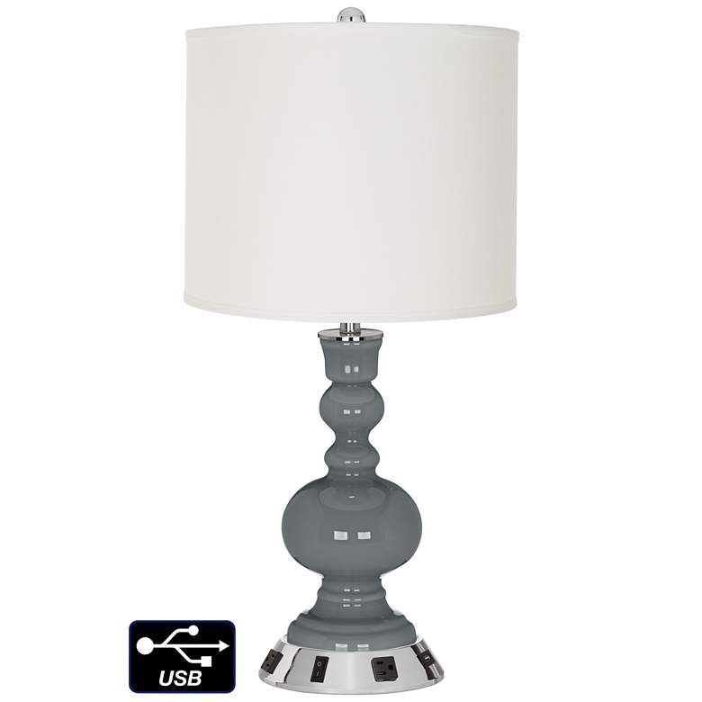 Image 1 Off-White Drum Apothecary Lamp - 2 Outlets and USB in Software