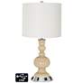 Off-White Drum Apothecary Lamp - Outlets and USB in Colonial Tan
