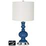 Off-White Drum Apothecary Lamp - Outlets and USB in Regatta Blue