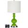 Off-White Drum Apothecary Lamp - Outlets and USBs in Neon Green