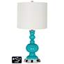 Off-White Drum Apothecary Lamp - Outlets and USBs in Surfer Blue