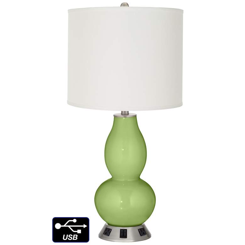 Image 1 Off-White Drum Gourd Lamp - 2 Outlets and 2 USBs in Lime Rickey