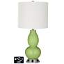 Off-White Drum Gourd Lamp - 2 Outlets and 2 USBs in Lime Rickey