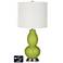 Off-White Drum Gourd Lamp - 2 Outlets and 2 USBs in Parakeet