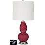 Off-White Drum Gourd Lamp - 2 Outlets and USB in Antique Red
