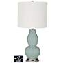 Off-White Drum Gourd Lamp - 2 Outlets and USB in Aqua-Sphere