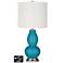Off-White Drum Gourd Lamp - 2 Outlets and USB in Caribbean Sea