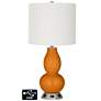 Off-White Drum Gourd Lamp - 2 Outlets and USB in Cinnamon Spice