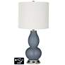 Off-White Drum Gourd Lamp - 2 Outlets and USB in Granite Peak