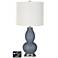 Off-White Drum Gourd Lamp - 2 Outlets and USB in Granite Peak