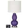 Off-White Drum Gourd Lamp - 2 Outlets and USB in Izmir Purple