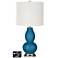 Off-White Drum Gourd Lamp - 2 Outlets and USB in Mykonos Blue