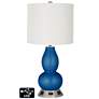 Off-White Drum Gourd Lamp - 2 Outlets and USB in Ocean Metallic