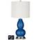 Off-White Drum Gourd Lamp - 2 Outlets and USB in Ocean Metallic