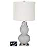 Off-White Drum Gourd Lamp - 2 Outlets and USB in Swanky Gray