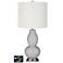 Off-White Drum Gourd Lamp - 2 Outlets and USB in Swanky Gray