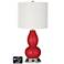 Off-White Drum Gourd Lamp - Outlets and USB in Sangria Metallic